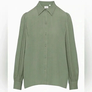 Aritzia Wilfred Josephine Long Sleeve  Puff-sleeve Button Down Blouse Size XS